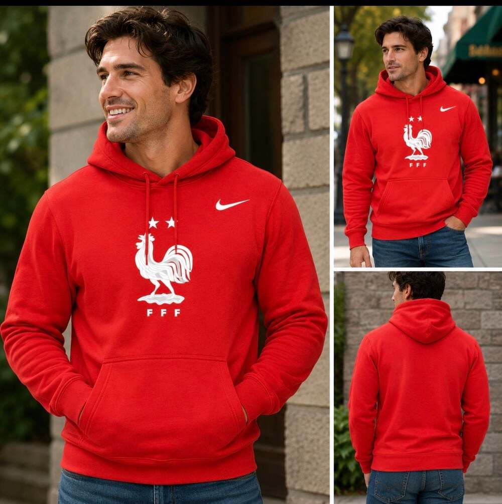 Nike France FFF Club Fleece Pullover Hoodie Red Men’s Large NWT Soccer 2 Star